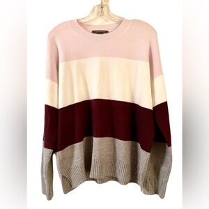 French Connection Pink, Cream, and Burgundy Sweater